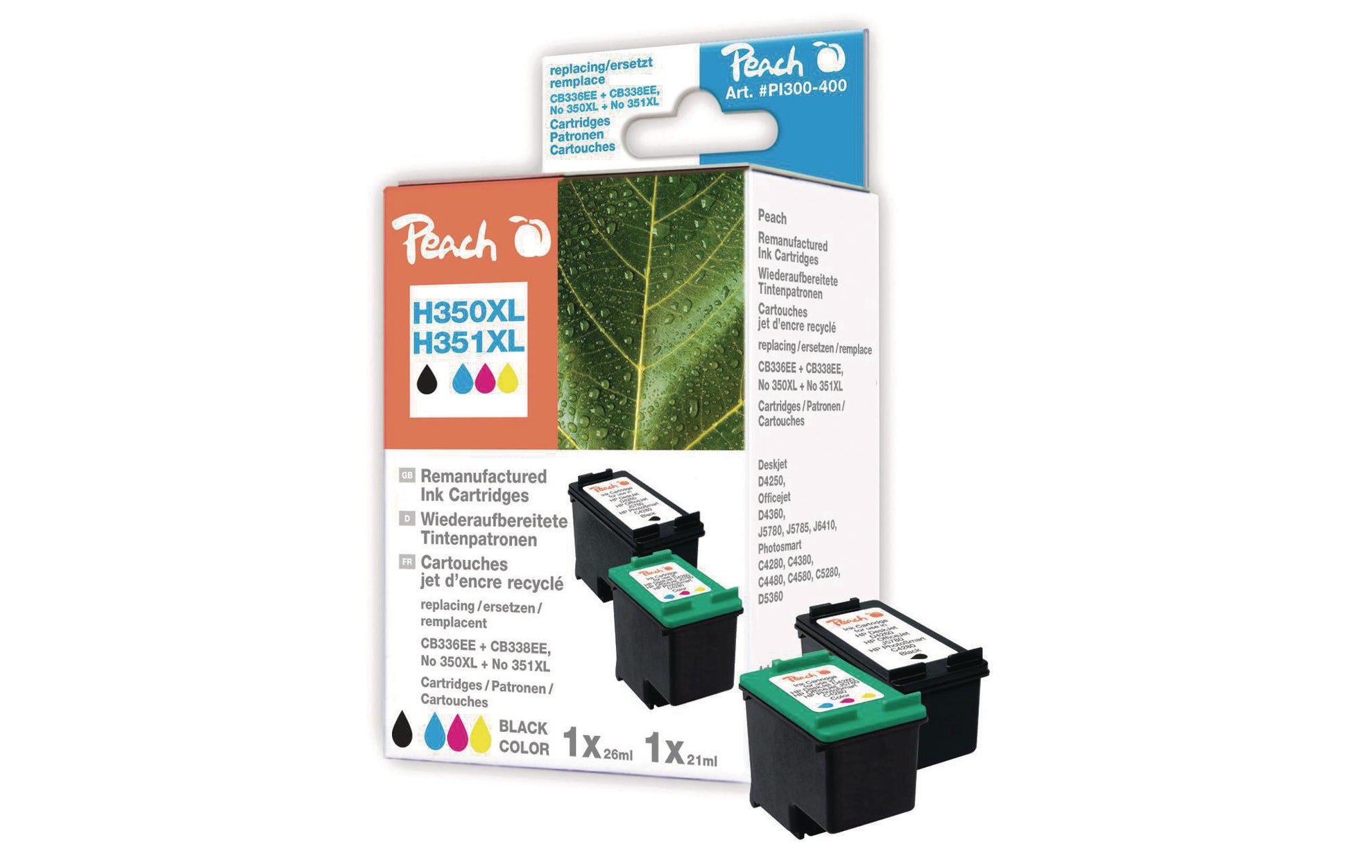 Peach Tintenpatronen-Multipack, XL, kompatibel – für HP Deskjet D4268, Officejet J6413, Photosmart C4388 und andere