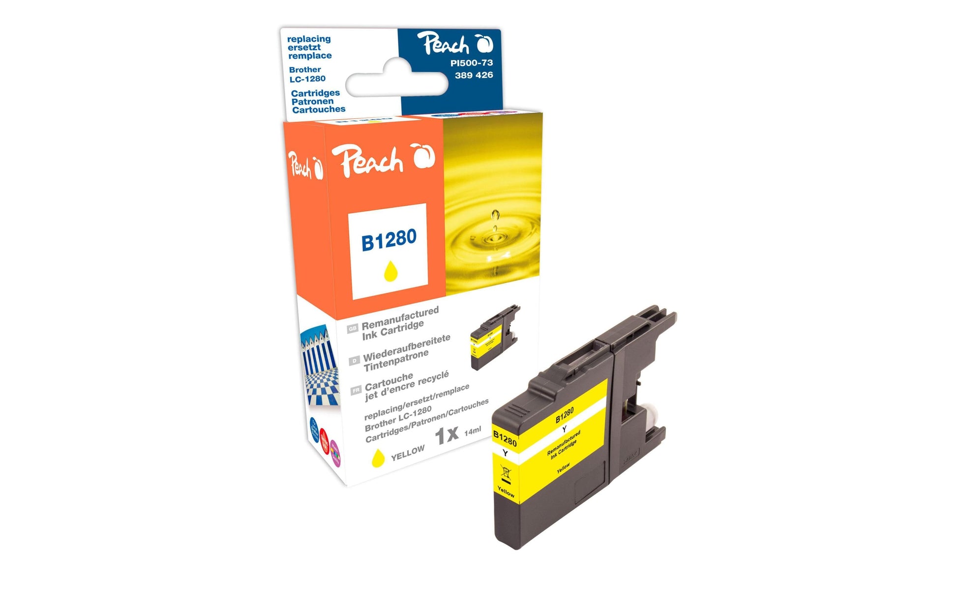 Peach LC-1280XL Gelbe Tintenpatrone (Kompatibel) – 1'635 Seiten – für Brother MFC-J 5910/6510/6710 …