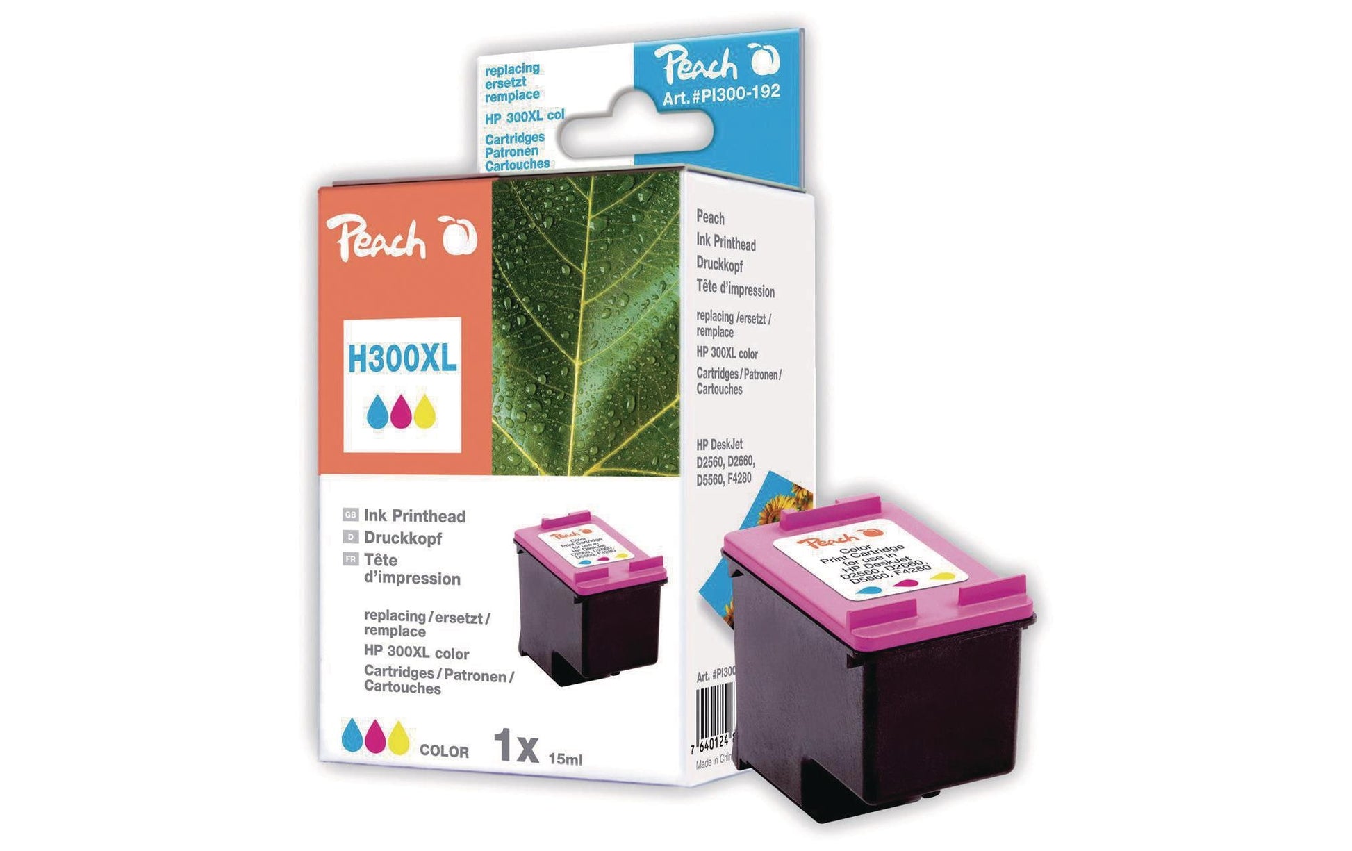 Peach 300XL Dreifarbig Tintenpatrone (Kompatibel) – 520 Seiten – für HP DeskJet D 1600/2500/5500 – CC644EE