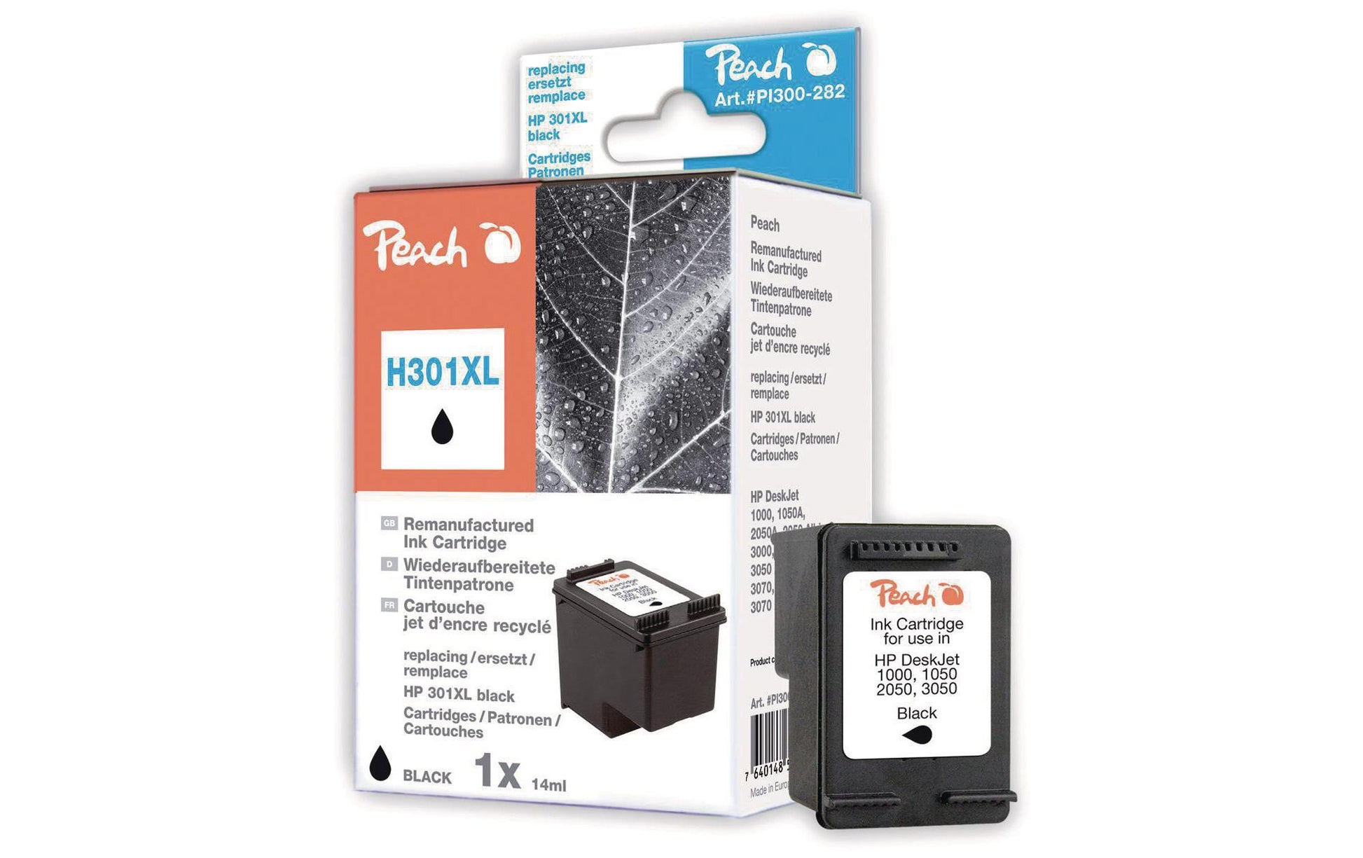 Peach 301XL Schwarz Tintenpatrone (Kompatibel) – 520 Seiten – für HP DeskJet 3050, Envy 4500, OfficeJet 2620 …
