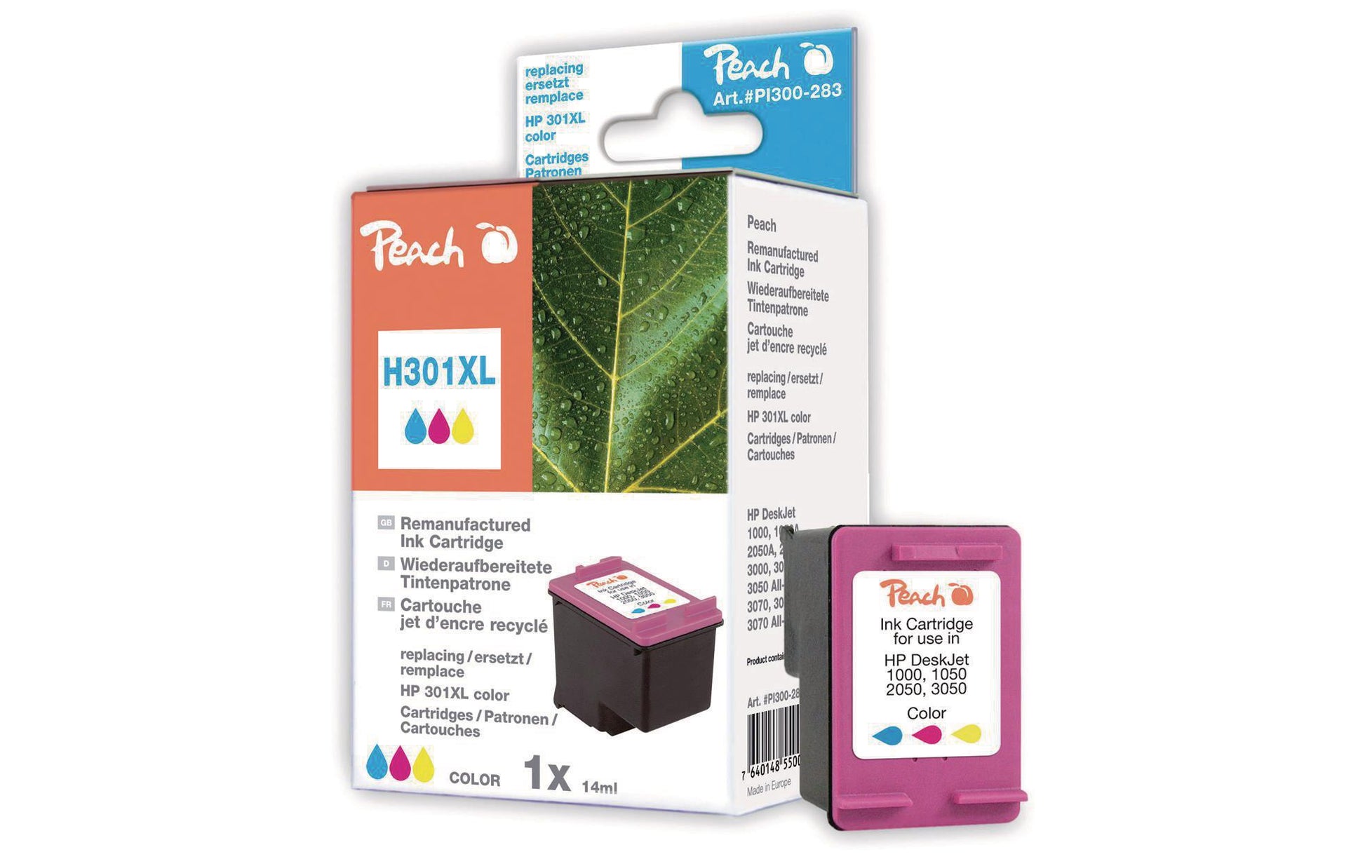 Peach 301XL Dreifarbig Tintenpatrone (Kompatibel) – 370 Seiten – für HP DeskJet/Envy/OfficeJet …