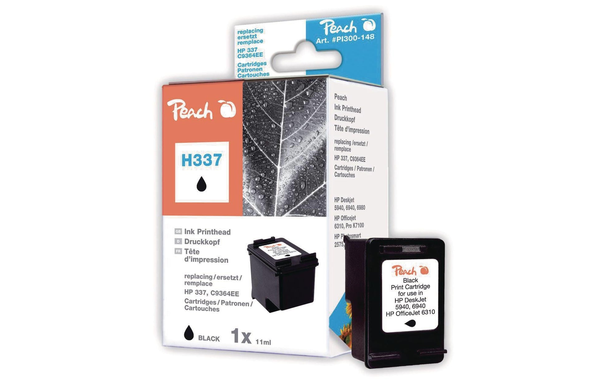 Peach C9364E (337) Schwarz Tintenpatrone (Kompatibel) – 593 Seiten – für HP DeskJet 5900/6940/6980 …