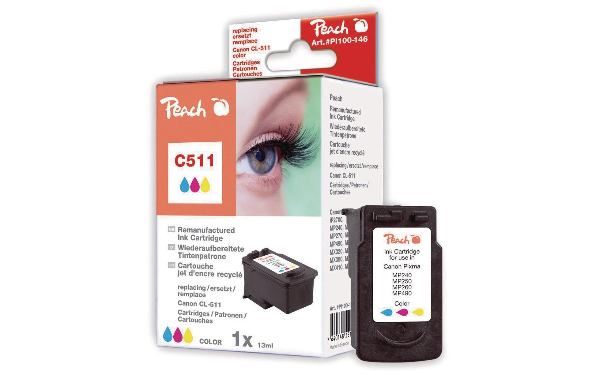 Peach CL-511 Dreifarbig Tintenpatrone (Kompatibel) – 385 Seiten – für Canon Pixma IP 2700, MP-Serie, MX-Serie