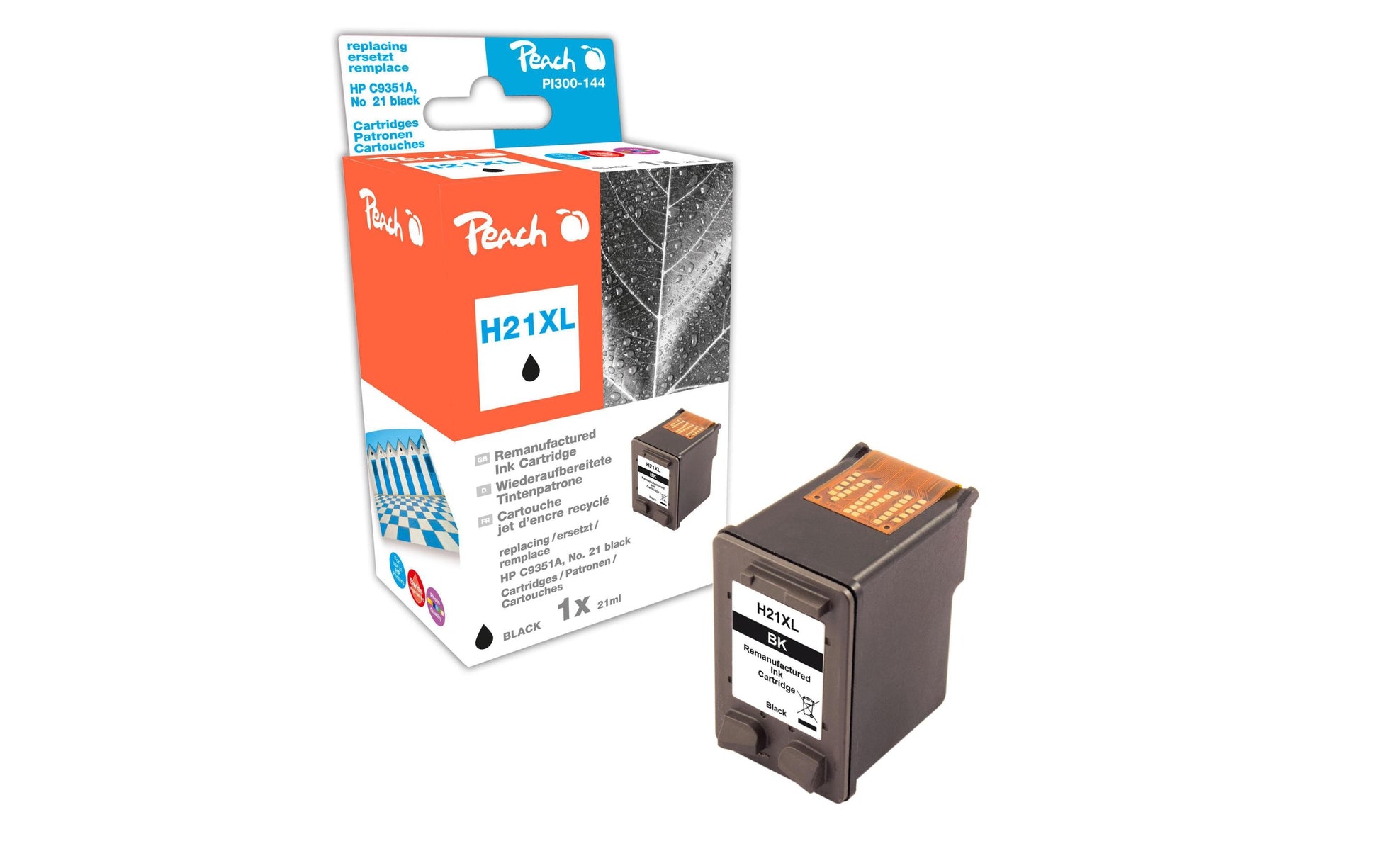 Peach 21XL Schwarz Tintenpatrone (Kompatibel) – 520 Seiten – für HP DeskJet F4190/F4194, HP OfficeJet J5520