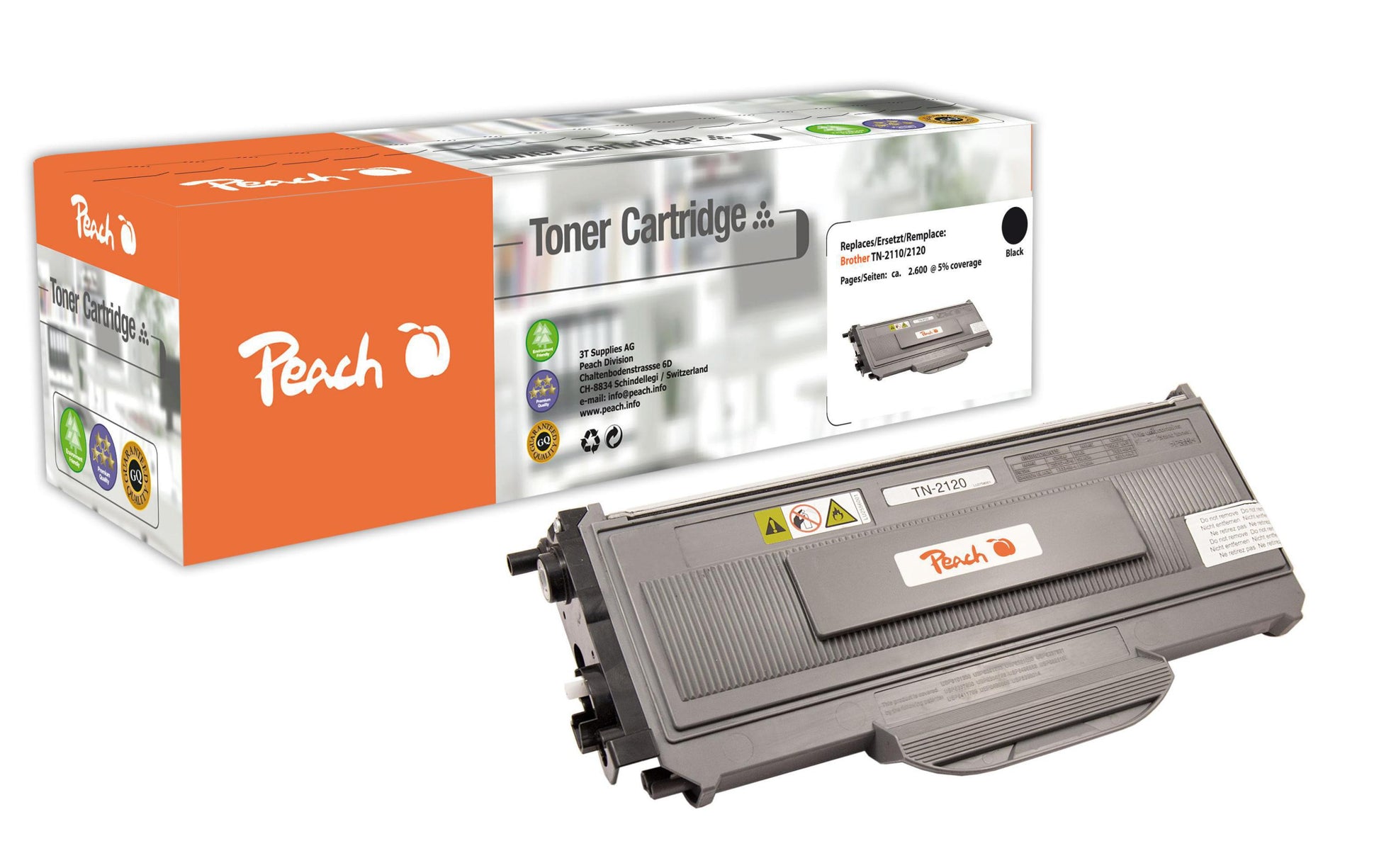Peach TN-2120 Schwarz Toner – Kompatibel – 2'600 Seiten – für Brother DCP-7030/DCP-7032/DCP-7040 u. a.