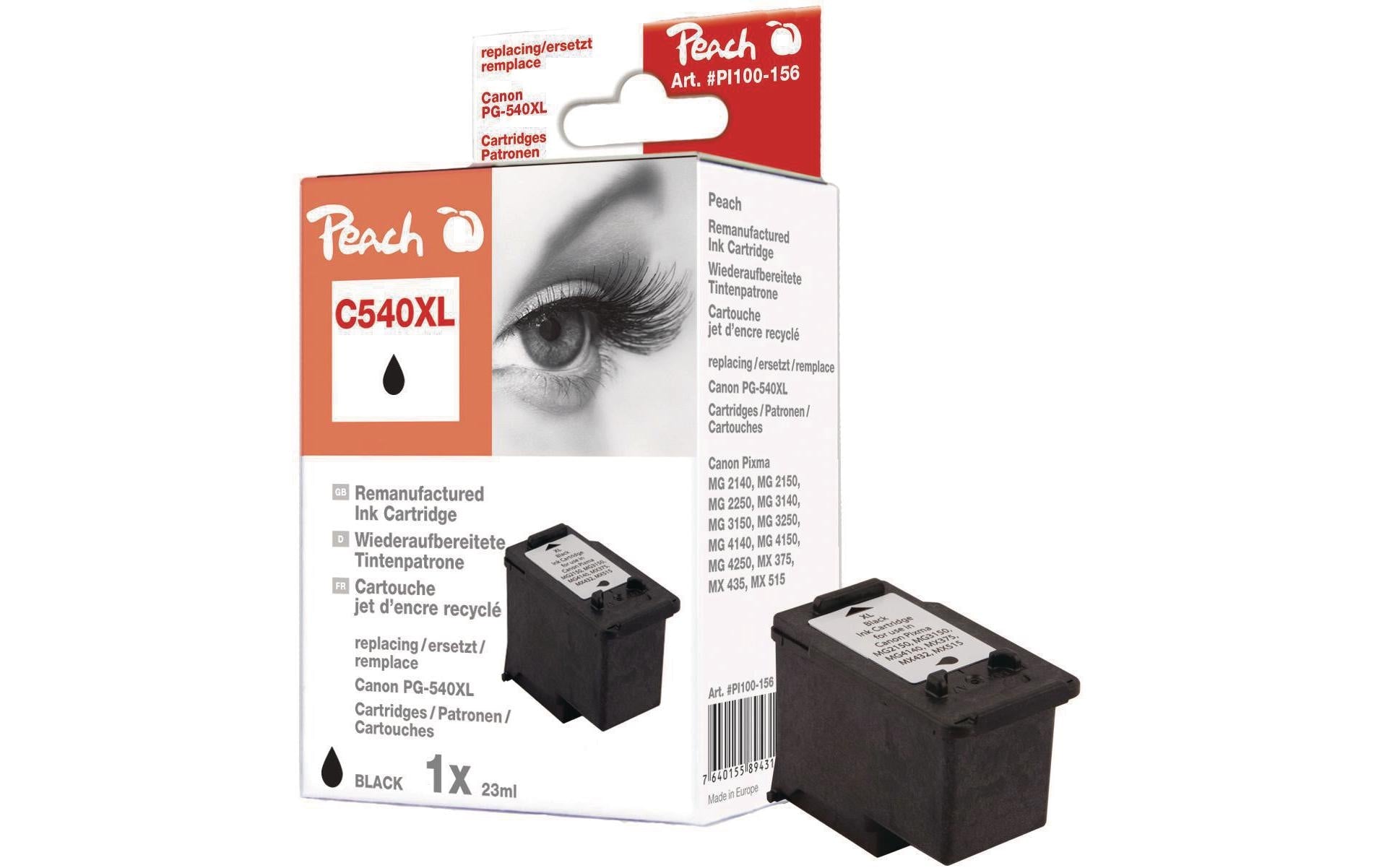 Peach PG-540XL Schwarz Tintenpatrone (Kompatibel) – 680 Seiten – für Canon Pixma MG2140/3150, MX455 …