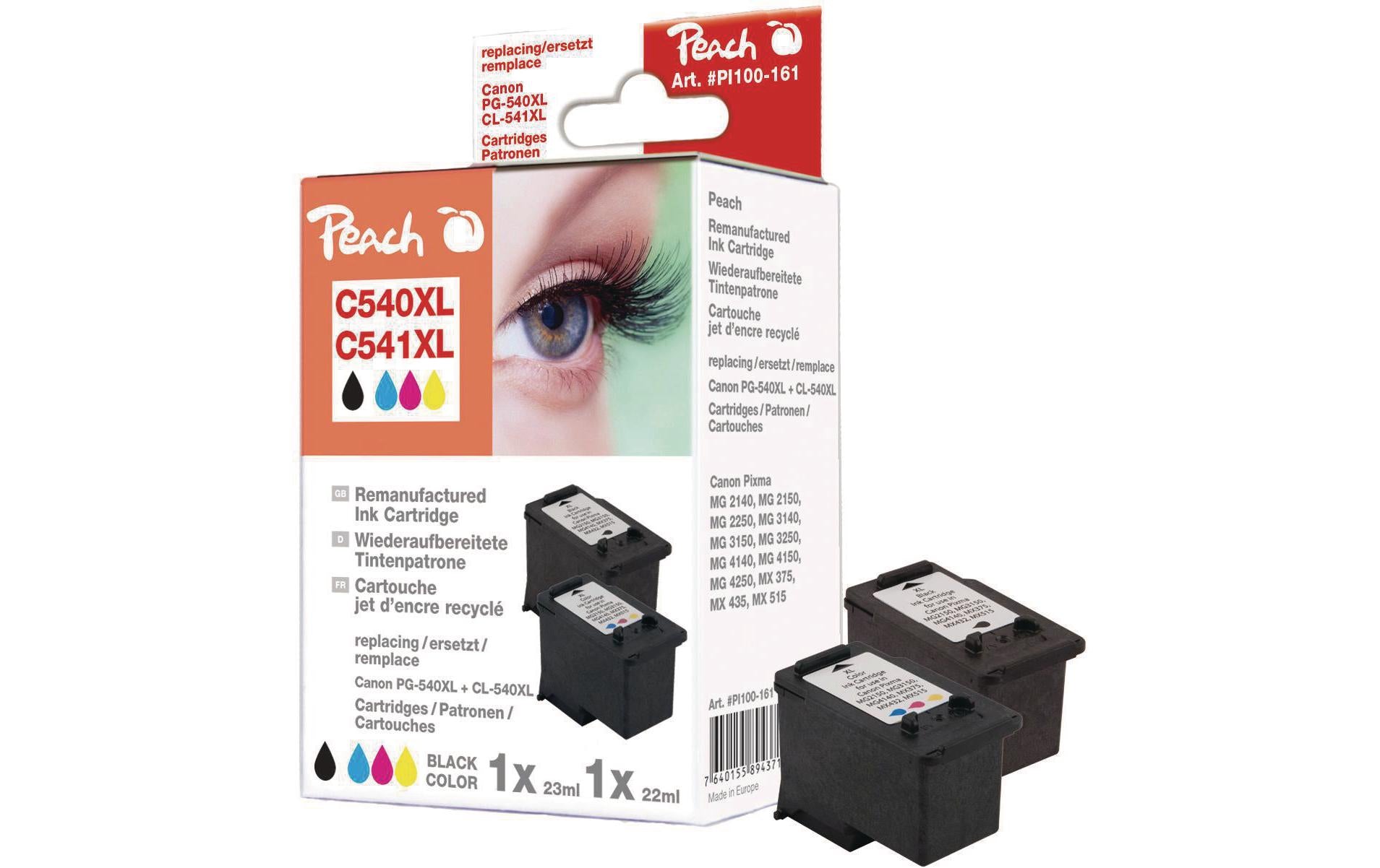Peach Tintenpatronen-Multipack PG-540XL/CL-541, XL, 2er-Pack – für Canon Pixma MG2140, MG3150, MG3650 und andere