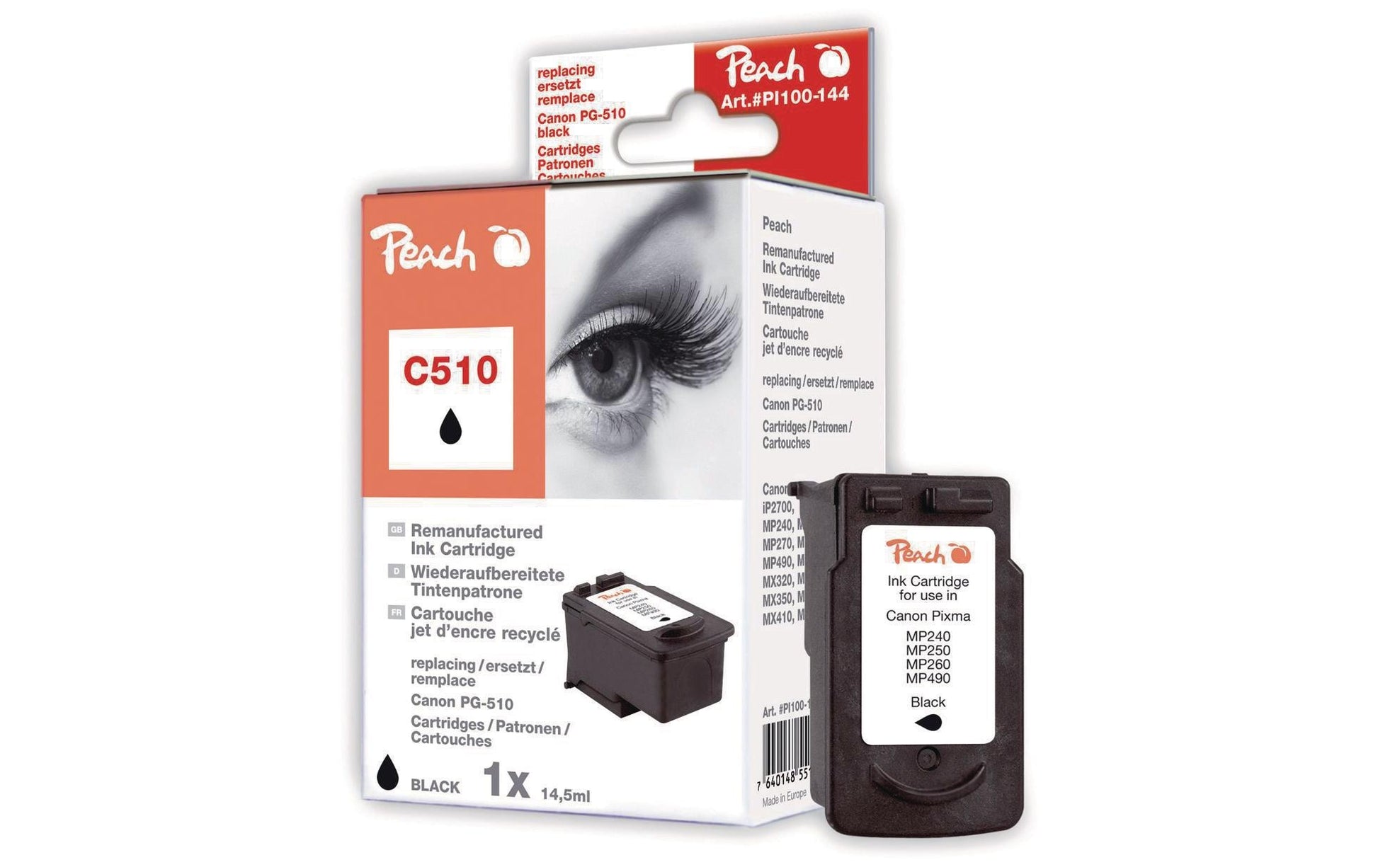 Peach PG-510 Schwarz Tintenpatrone (Kompatibel) – 420 Seiten – für Canon Pixma IP 2700, MP 230/280