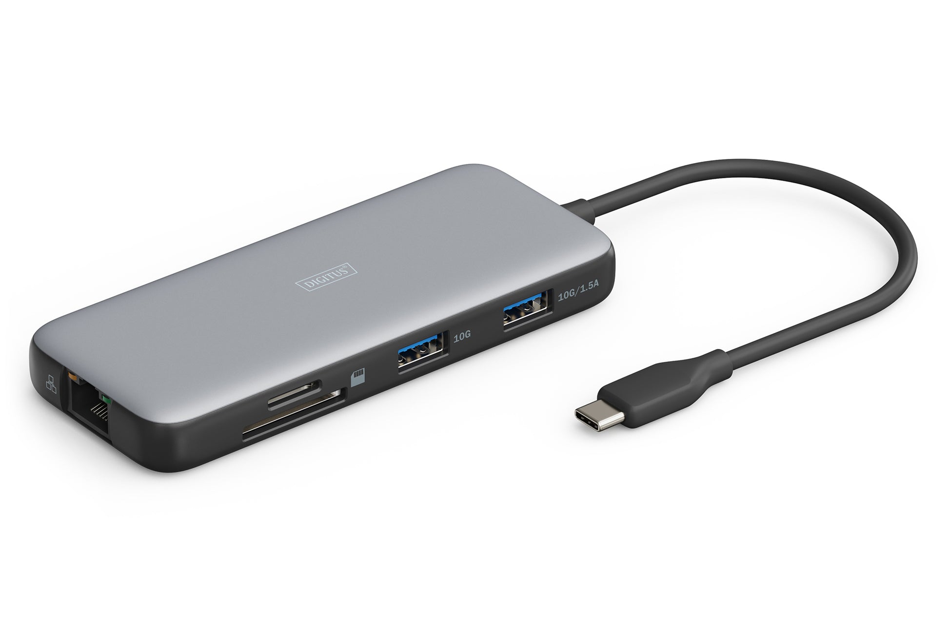 Digitus Dockingstation – USB-C, DP/HDMI, 2× USB-A, SD/microSD, 100 W PD, GbE, für Windows/Mac/ChromeOS