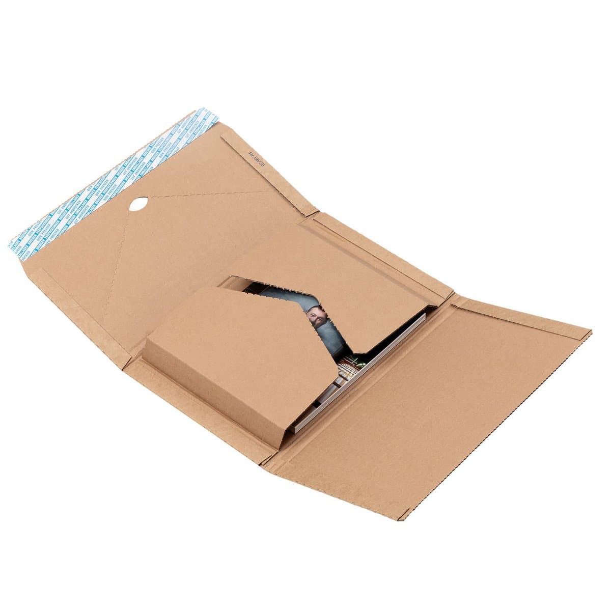 Brieger Versandkarton VARIFIX – 420 × 250 × 0–80 mm, 3,0 mm, selbstklebend, braun