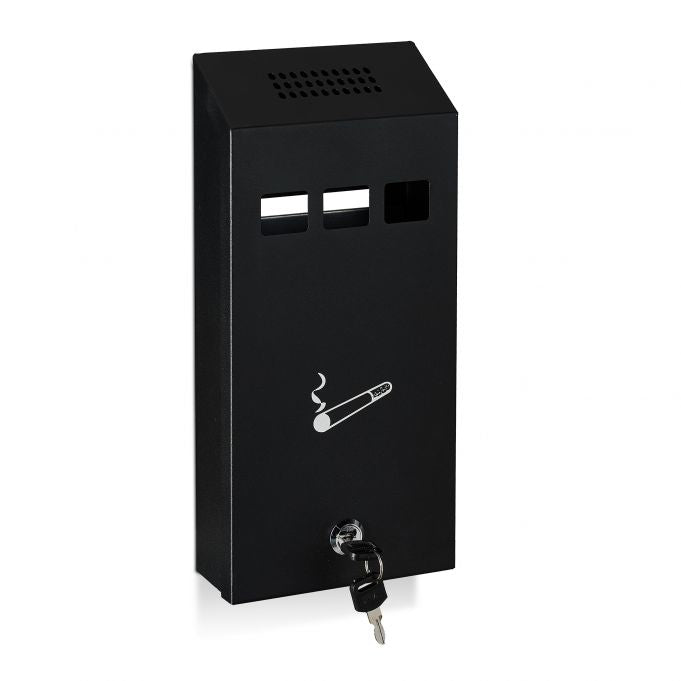 Relaxdays Wandaschenbecher – 0,8 l – Metall, rechteckig – schwarz