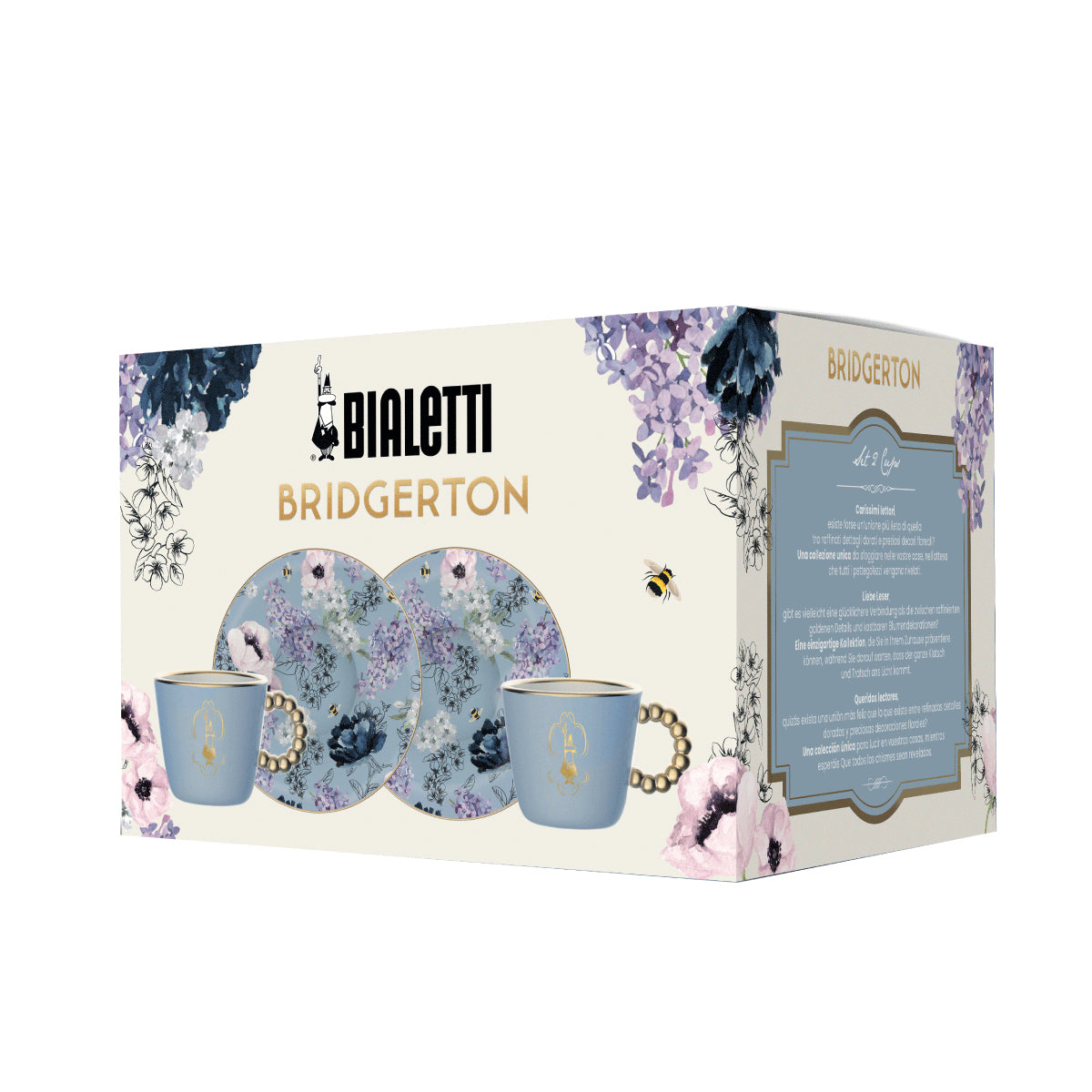 Bialetti Kaffeetasse – 2er Set, 80 ml, Ø 11,2 cm, H 5,6 cm, Porzellan, Mehrfarbig, mit Unterteller