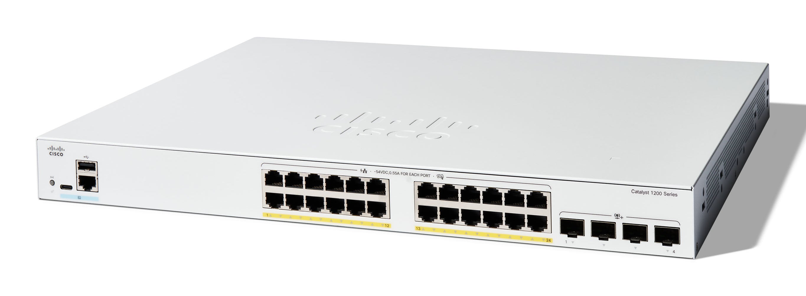 Cisco C1200-24FP-4X-RF – Managed Switch – 24×GbE, 4×SFP, L2+/L3, PoE, 19" Rack