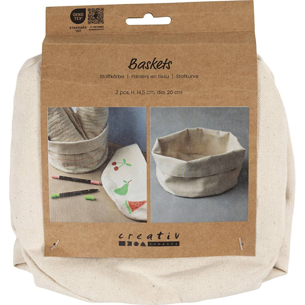 Creativ Company 498460 Aufbewahrungskorb – Baumwolle – Beige – 200 × 145 × 200 mm – 2 Stück
