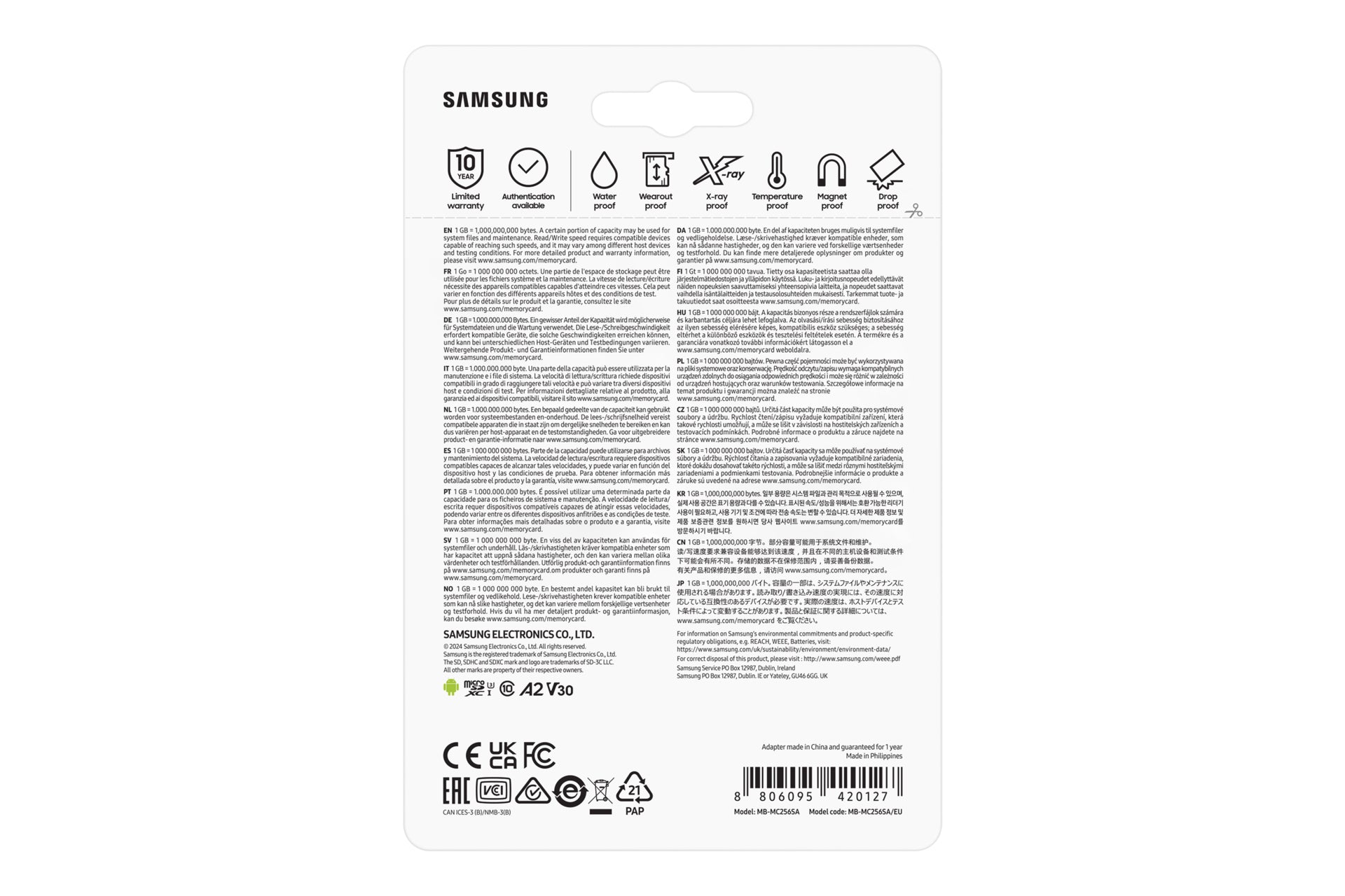 Samsung EVO Plus microSDXC 256 GB – UHS-I, U3, V30, A2, 160 MB/s Lesen, inkl. SD-Adapter