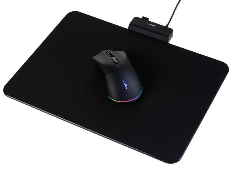 ONIT F02014 Maus & Mauspad (induktiv) – Maus – Kabellos (Bluetooth/2,4 GHz), 8000 DPI, rechts, schwarz
