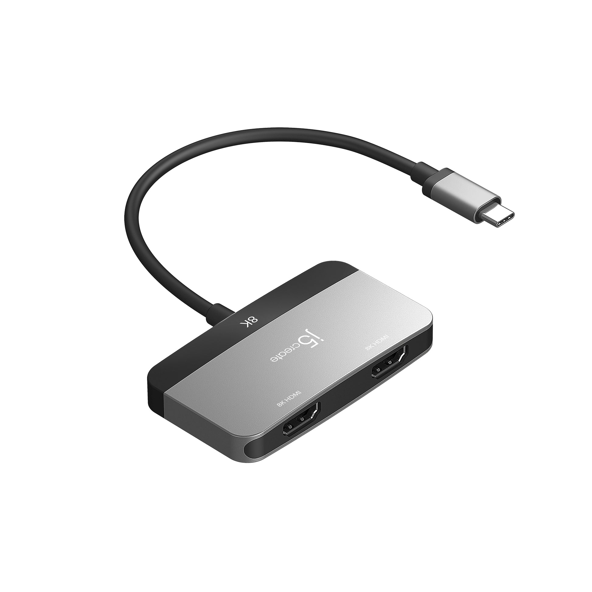 j5create JCA465-N Adapter USB-C zu 2× HDMI – 8K @ 60 Hz oder 2×4K @ 60 Hz, für USB-C mit DP Alt Mode