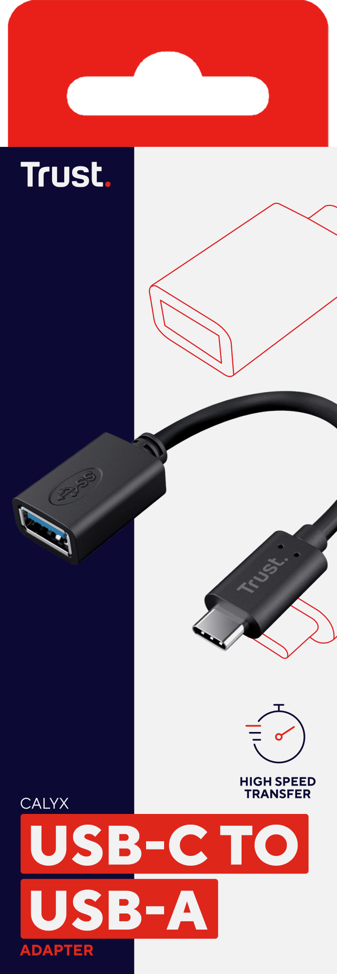 Trust 20967 Adapter USB-C zu USB-A – USB 3.2 Gen 1 (5 Gbit/s), 0,09 m, Schwarz