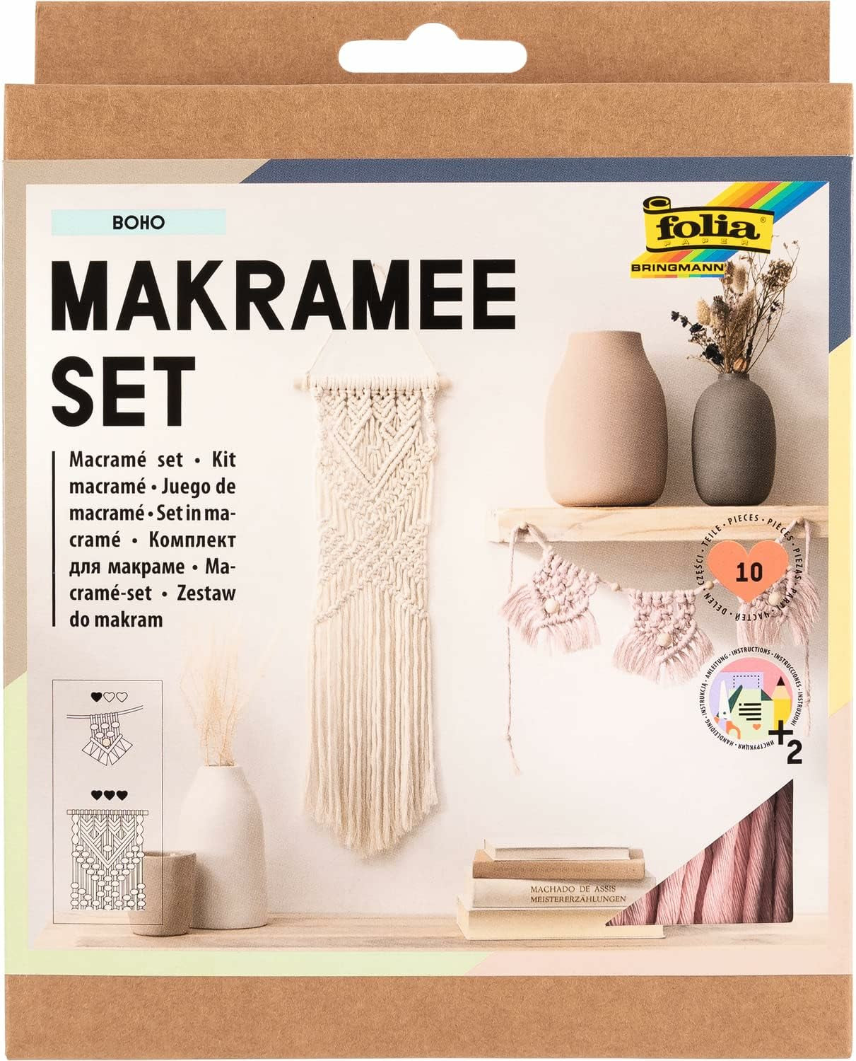 Folia Makramee Bastelset Boho – 10-teilig – 160 × 207 × 35 mm