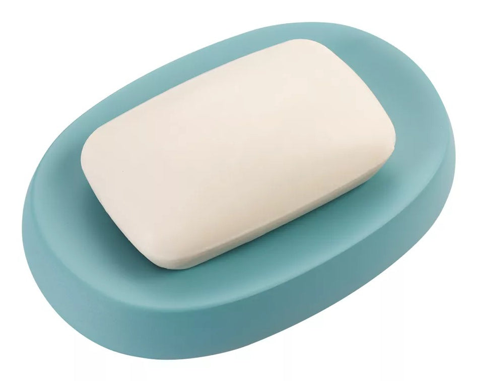 Diaqua Seifenschale Smilla – 12,7×9×2,4 cm, Polyresin, Aqua (oval)