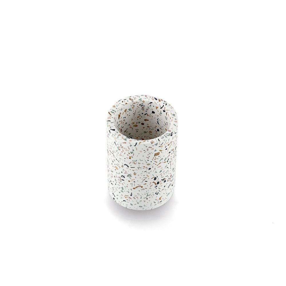 Zeller Present Zahnbürstenhalter Terrazzo – Ø8,2×11 cm, Zement, Mehrfarbig