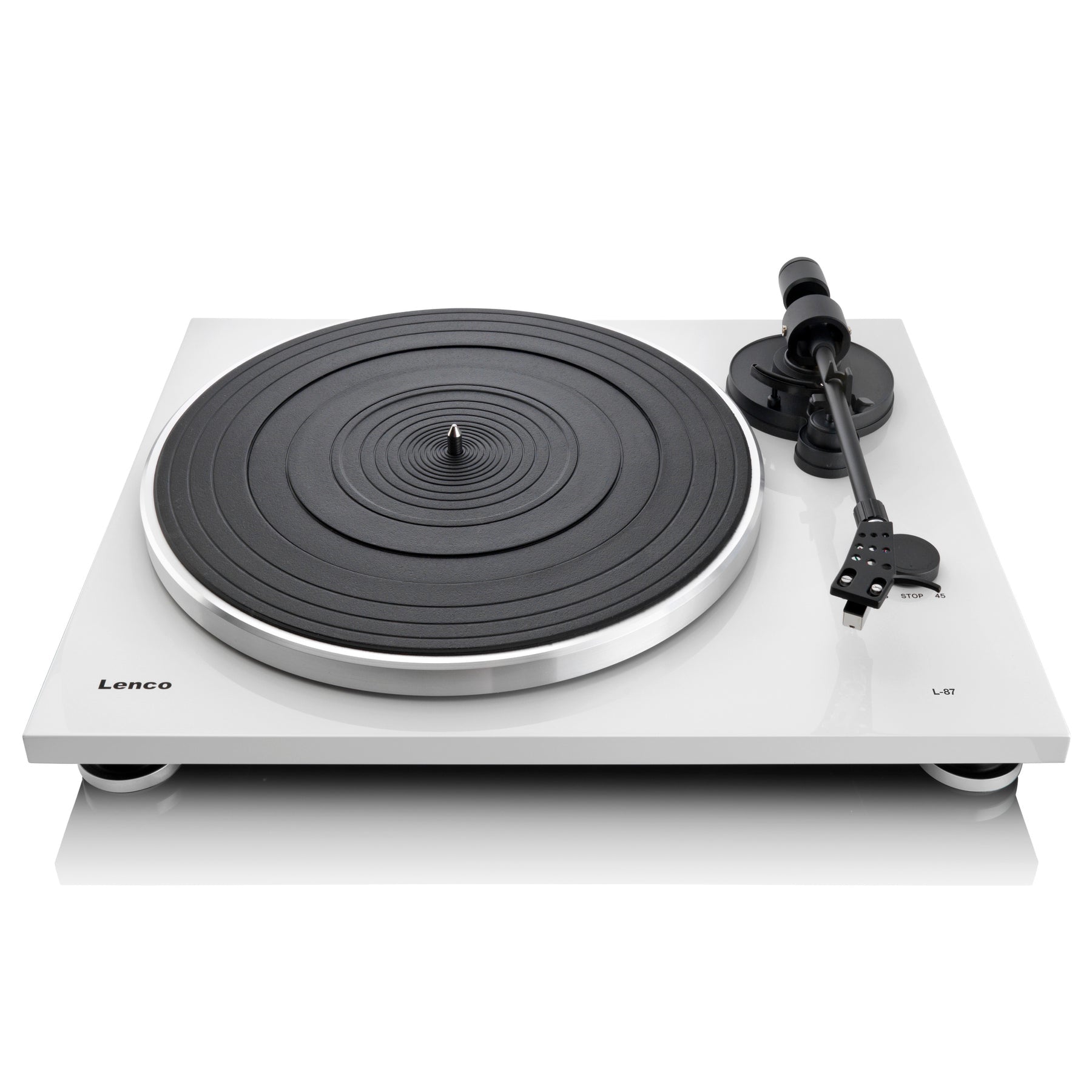 Lenco L-87 Slimline USB – Plattenspieler (Riemenantrieb, halbautomatisch), Phono-Vorverstärker, 33⅓/45 – Weiss