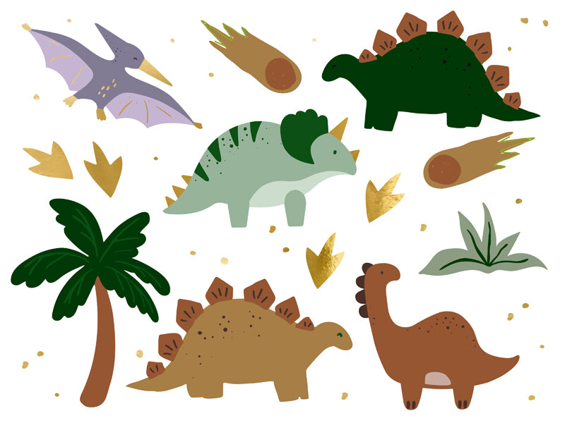 PartyDeco Face-Art Sticker Dinosaurier – mehrfarbig – 19,5 × 16,5 cm – 13 Stk