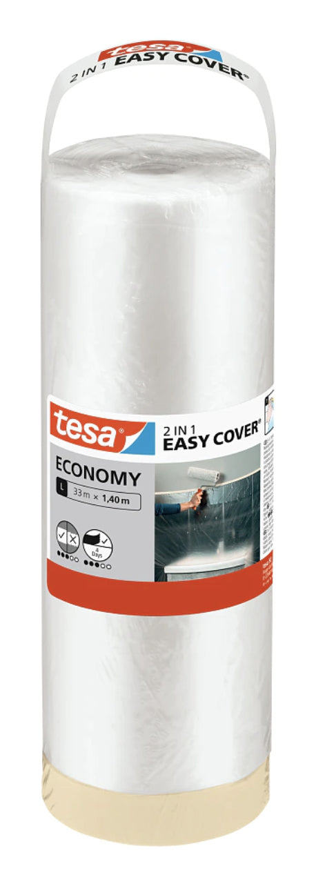 TESA Abdeckfolie mit Band Easy Cover Economy Refill, durchscheinend – 1'400 mm × 33,0 m