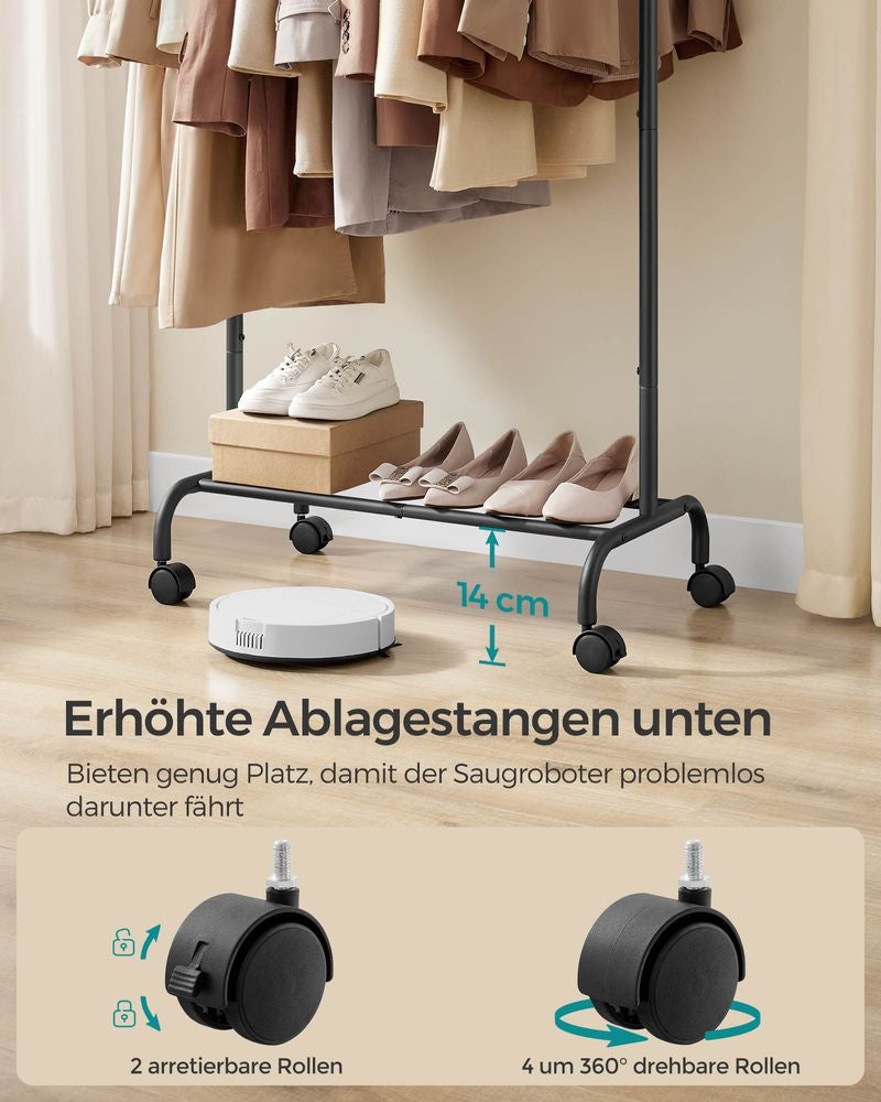 Songmics Garderobenständer (mit Rollen) – Stahl – Schwarz – 1'560 mm