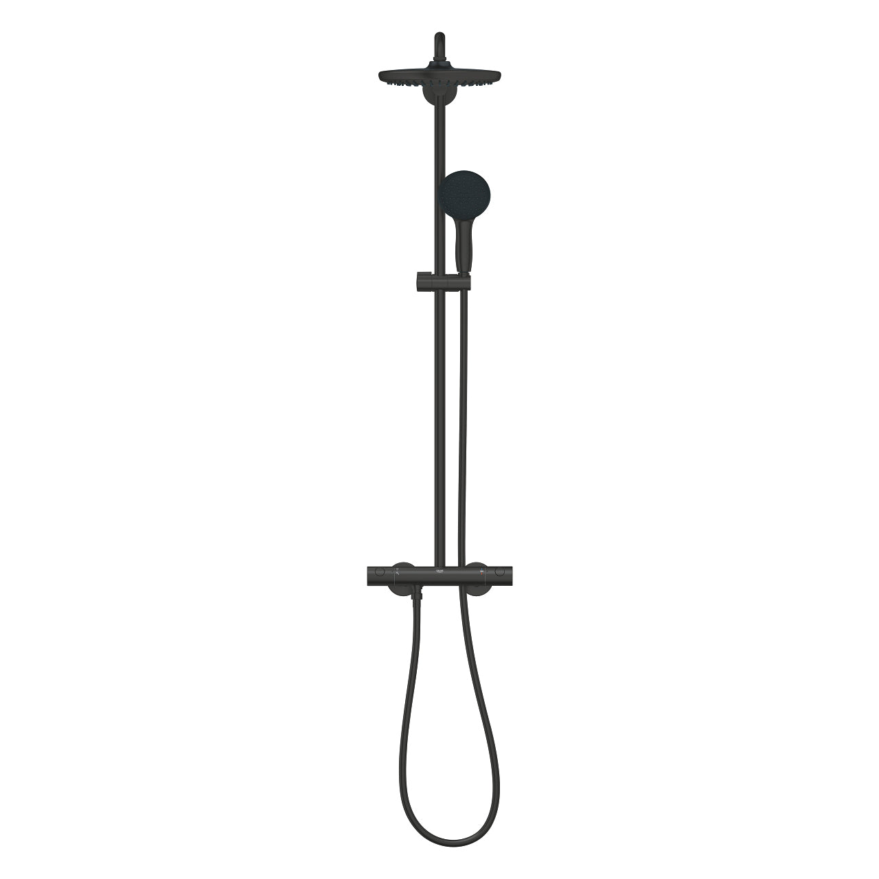 GROHE Duschsystem Vitalio Start 250 – 112 cm, Metall, Aufputz-Thermostat, Schwarz matt