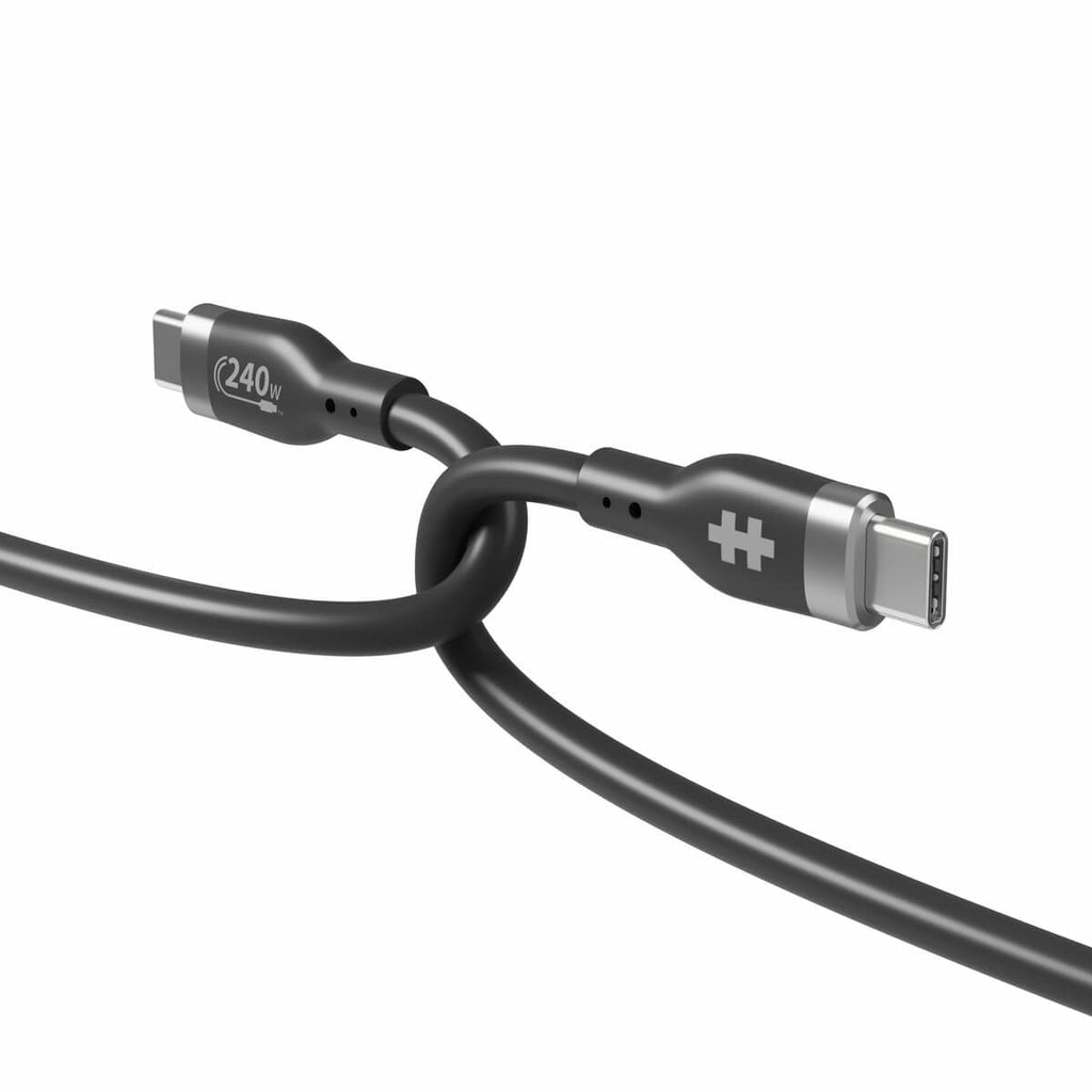 HYPER USB-C auf USB-C Kabel – USB 2.0 (480 Mbit/s) – 1 m – PD 240 W – Silikon, Schwarz