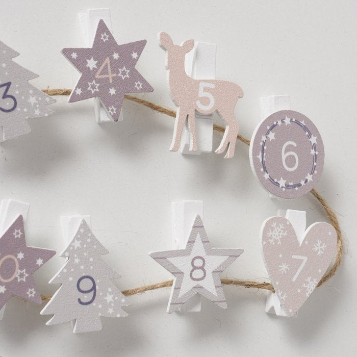Boltze Adventskalender – Zahlen – 24-teilig – Sperrholz & Jute & Textil, mehrfarbig – 4,8 × 200 cm