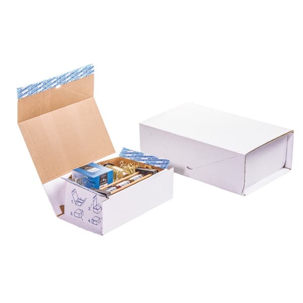 Brieger Versandkarton – 320 × 224 × 120 mm, selbstklebend, weiss, Aufreissband – 1 Stk.