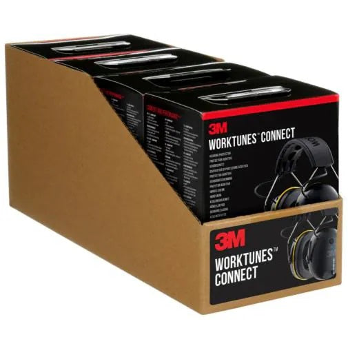 3M WorkTunes Connect Kapselgehörschutz – Bluetooth, mit Mikrofon, 31 dB, Kopfbügel, Schwarz