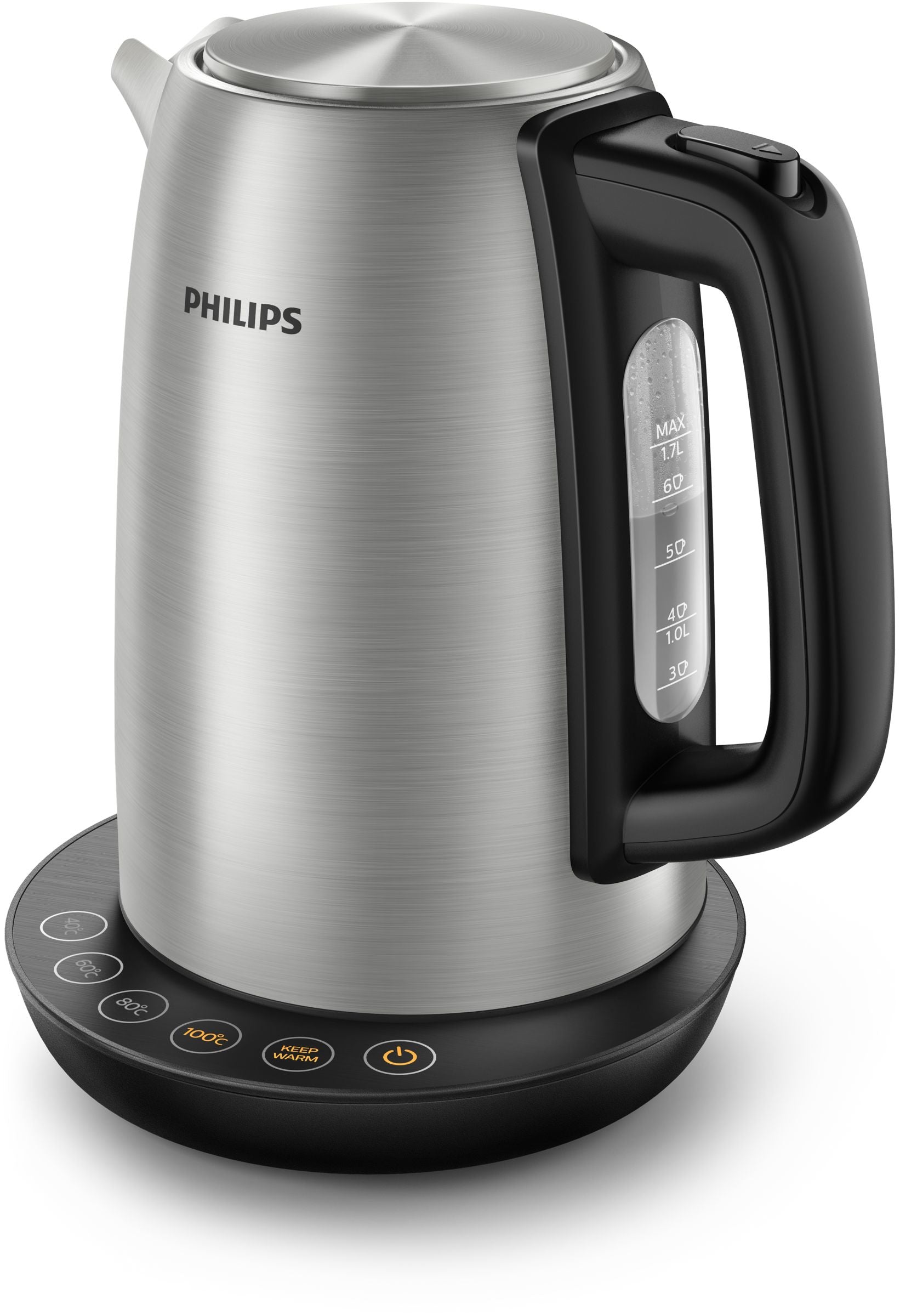 Philips Avance HD9359/94 – Wasserkocher 1,7 l, Temperaturregler, 2200 W, Edelstahl, Silber