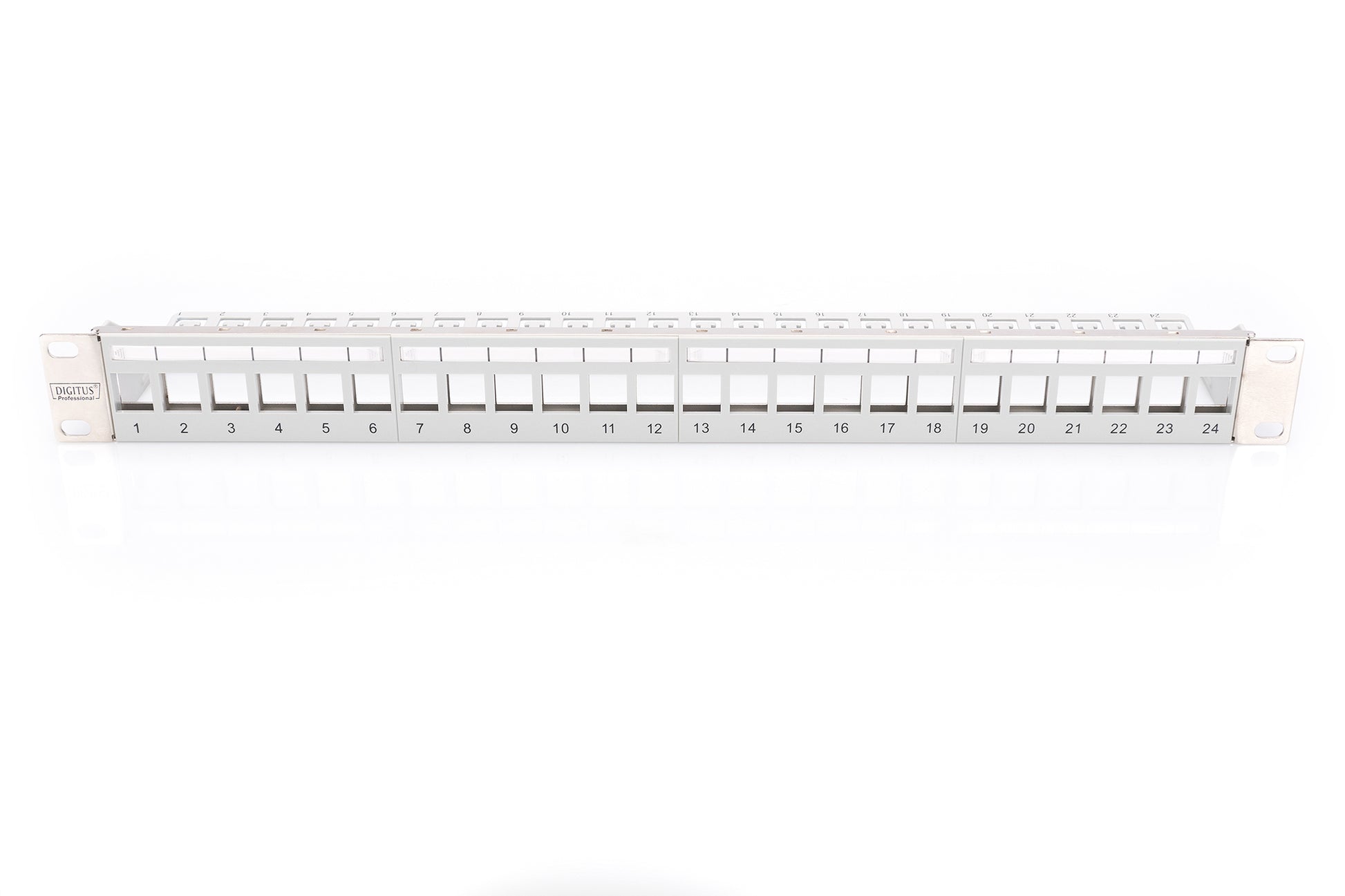 Digitus Rangierpanel 19" 1U, 24-Port, unbestückt – für Cat5e/Cat6/Cat6a – grau