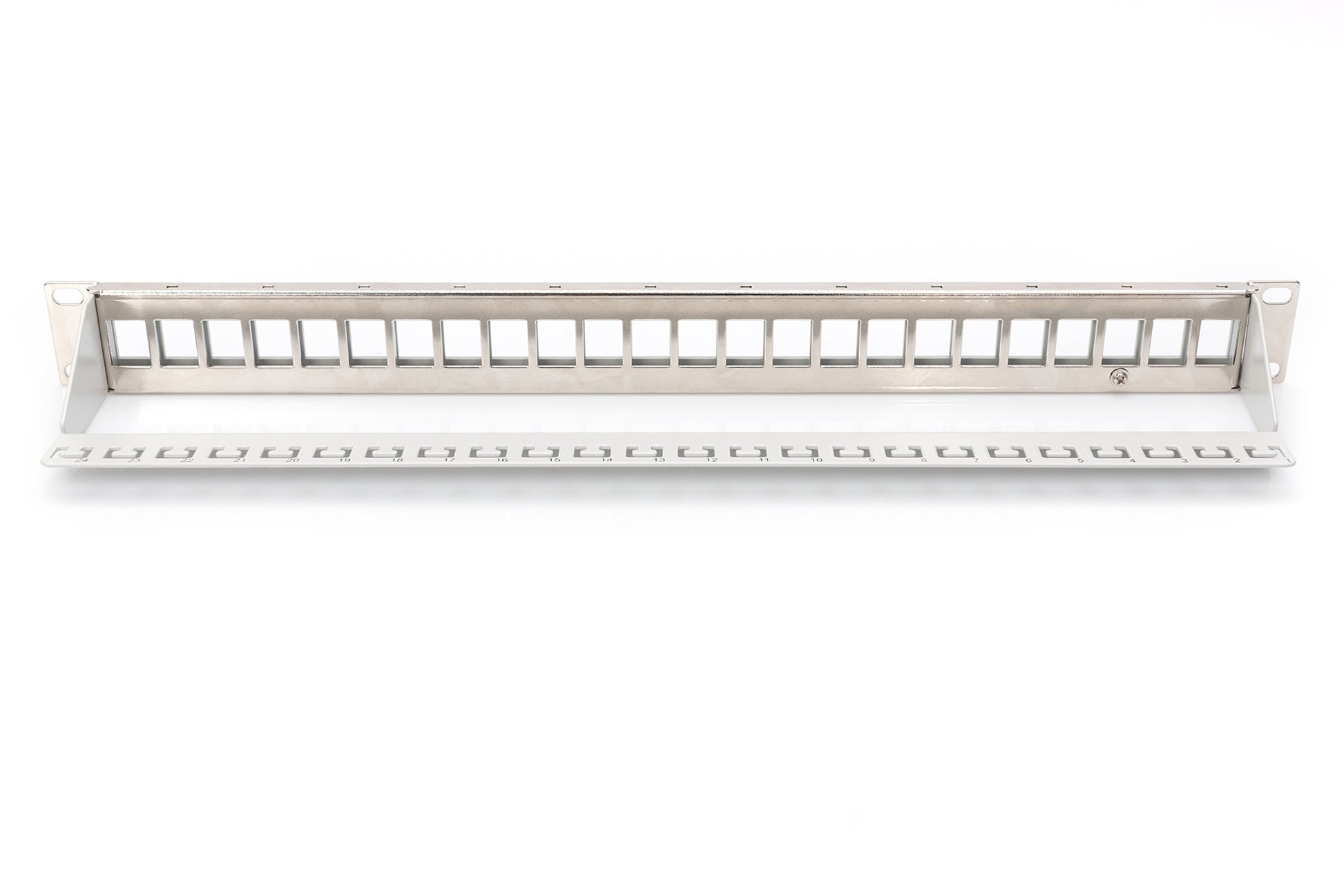 Digitus Rangierpanel 19" 1U, 24-Port, unbestückt – für Cat5e/Cat6/Cat6a – grau