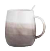 Ladelle Kaffeetasse – 380 ml, Porzellan, Weiss, mit Löffel