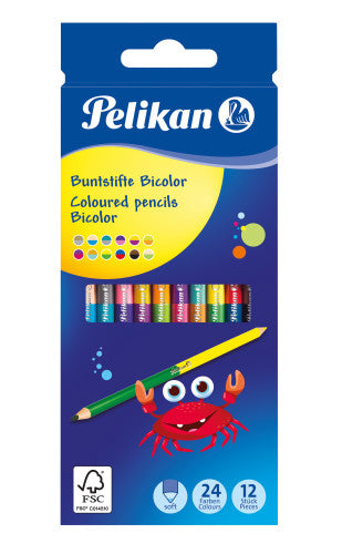 Pelikan Buntstifte – Bicolor, Sechskant, Minen-Ø 3,0 mm, 12 Stifte