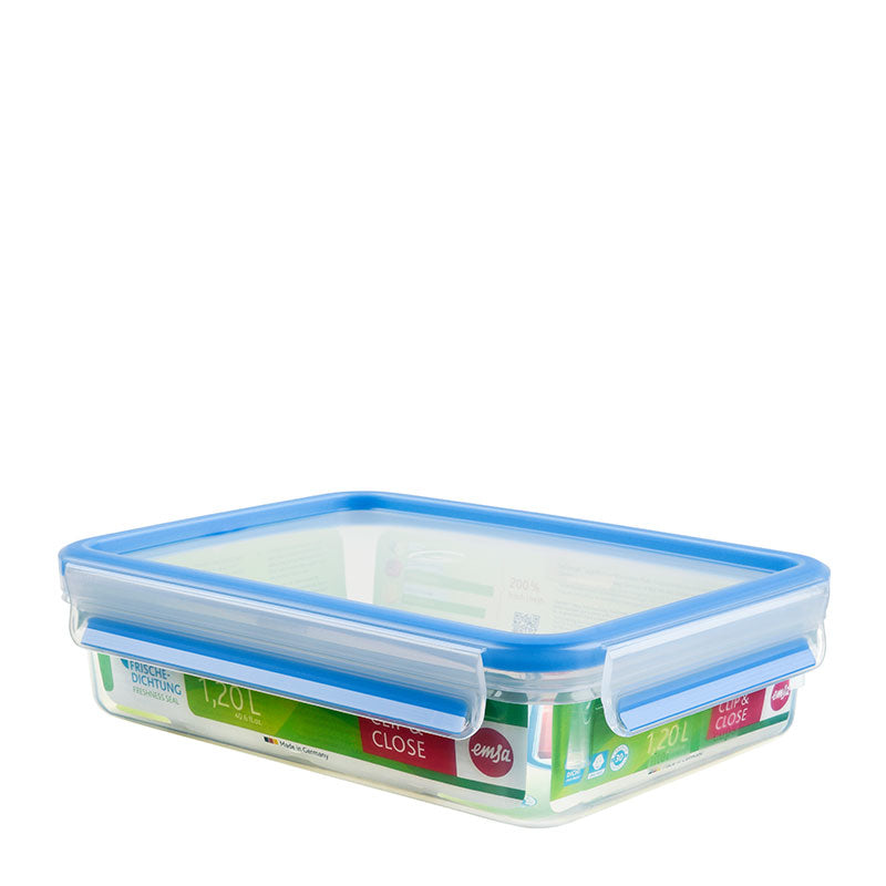 EMSA Vorratsdose 1,2 l, 22,5 × 16,3 × 5,8 cm, Kunststoff, transparent, leckdicht, mit Messskala