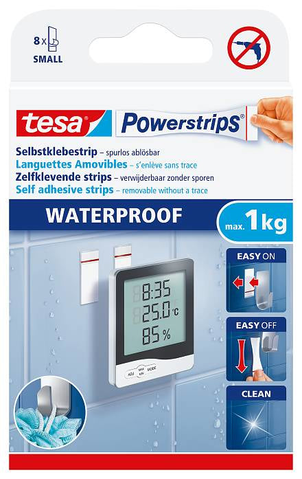 TESA Powerstripes Strips – 8 Stk., weiss, für universelle Oberflächen