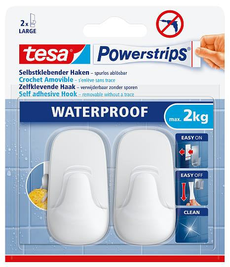 TESA Klebehaken – Kunststoff, 2 kg, Klebestreifen, 2er-Set