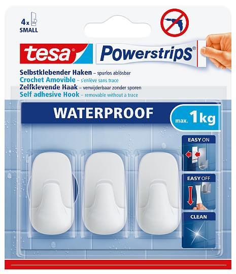 TESA Klebehaken – Kunststoff, 1 kg, Klebestreifen, Weiss, 3er-Set