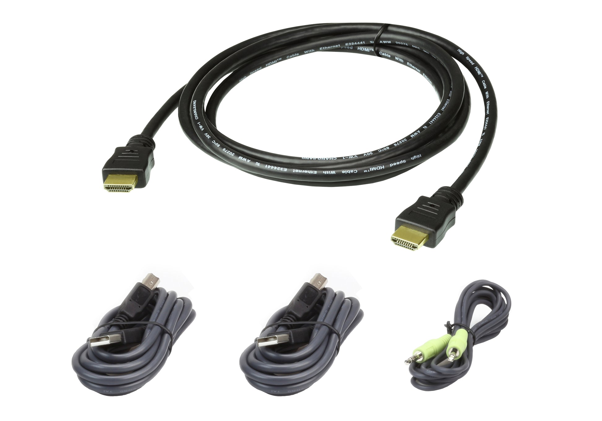 ATEN USB Typ A/3,5 mm/HDMI – USB Typ B/3,5 mm/HDMI Kabel-Set, 1,8 m, Schwarz