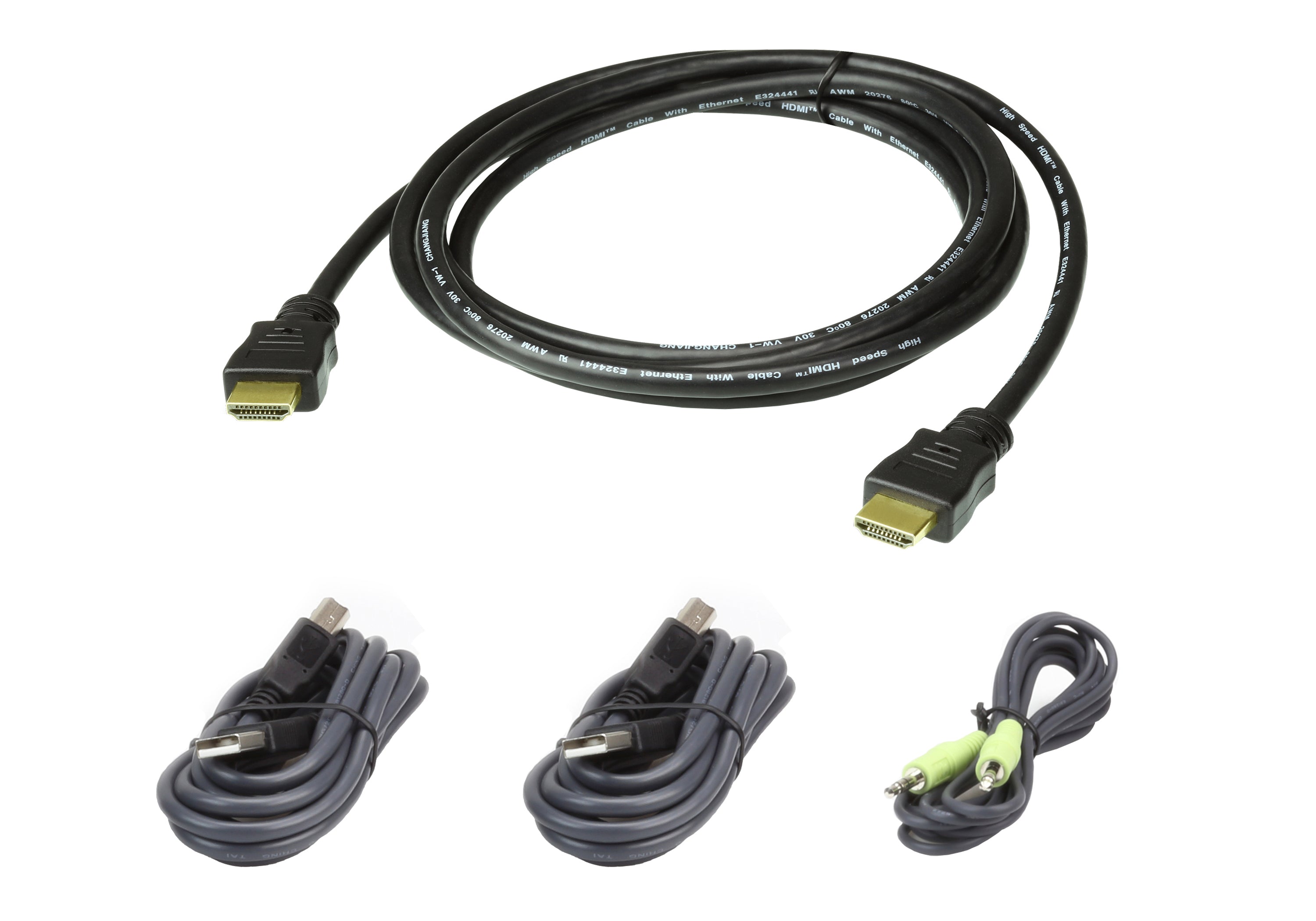 ATEN USB Typ A/3,5 mm/HDMI – USB Typ B/3,5 mm/HDMI Kabel-Set, 1,8 m, Schwarz