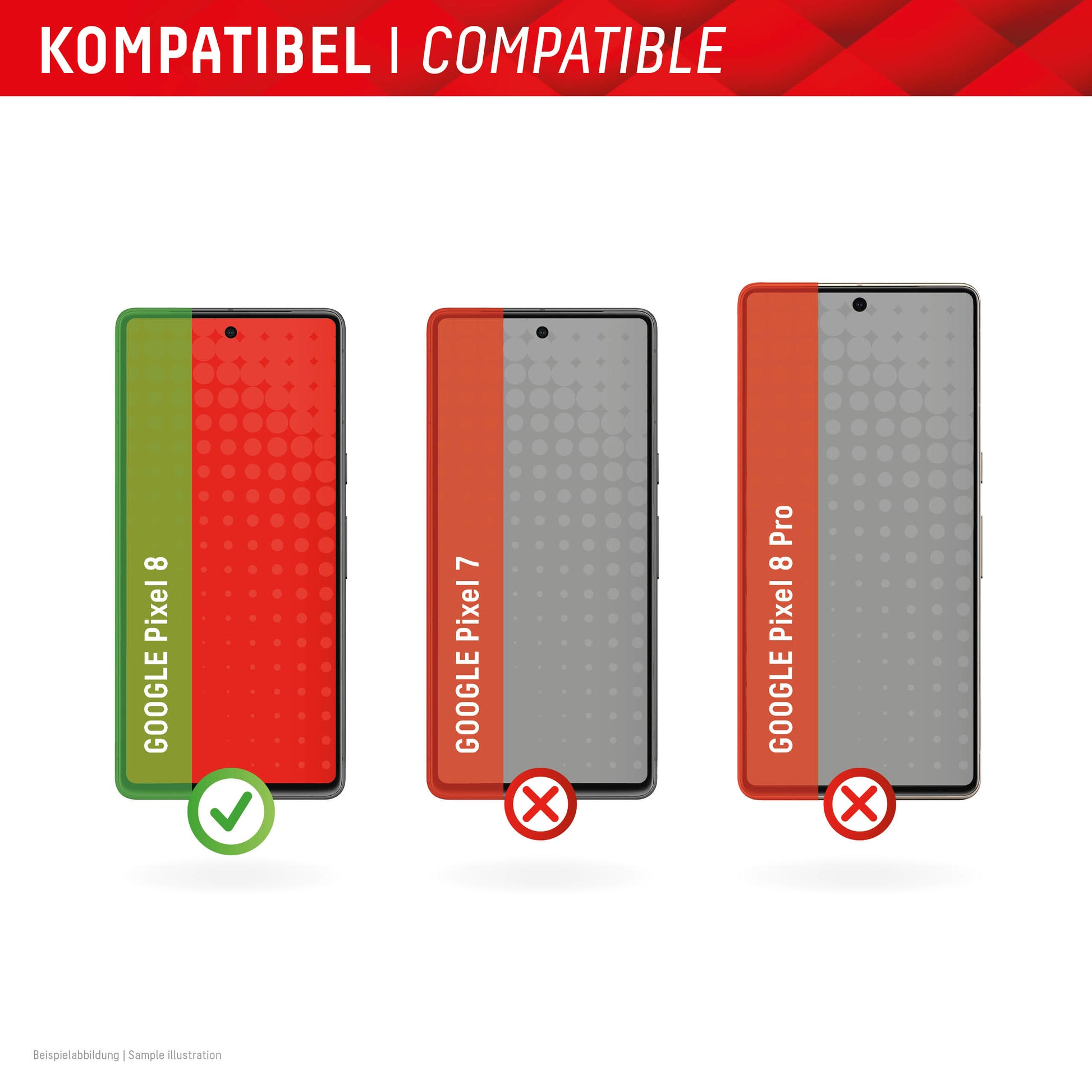 E.V.I. Displayschutz (Panzerglas), 10H – für Pixel 8 – mit Applikator
