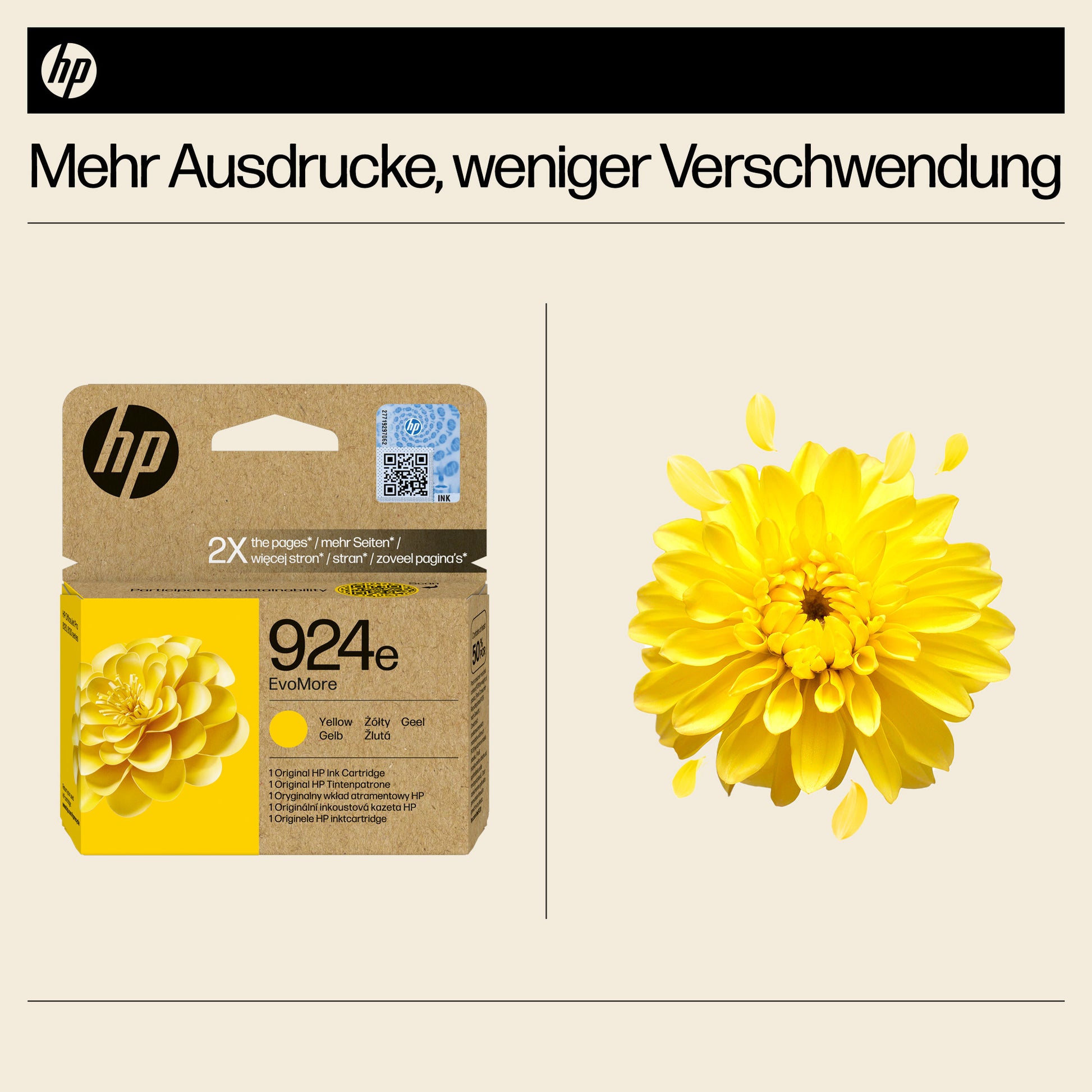 HP 924eXL Gelbe Tintenpatrone (Original) – 800 Seiten – für HP 924e
