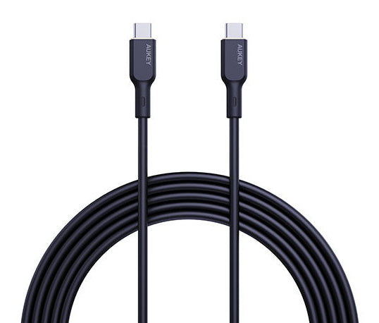 AUKEY USB-C-auf-USB-C-Kabel – USB 2.0 (480 Mbit/s) – 1 m – PD 100 W – Silikon – Schwarz