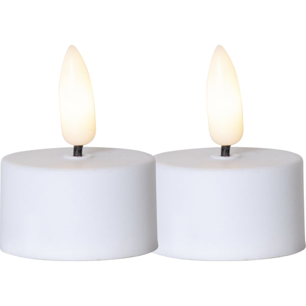 Star Trading LED-Teelicht Flamme – 2er Pack, 3,8 cm, Warmweiss, Timer