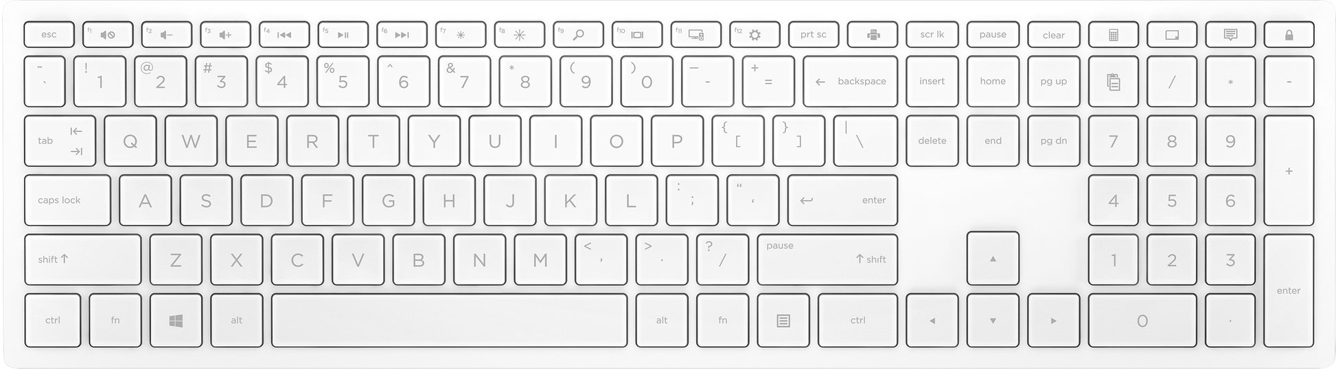 HP Keyboard 600 – Tastatur – 2,4 GHz (Nano-Empfänger) – mechanisch – QWERTY (US-INT) – Weiss